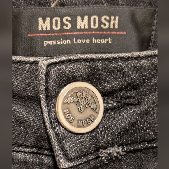 EUC Mos Mosh Size 27 Jordon Deco Jeans in Black with Bejewelled Leg Patches - Picture 5 of 9